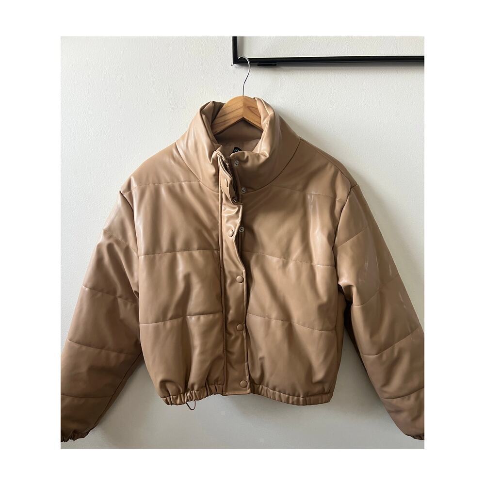 Kittenish leather puffer coat women's size medium